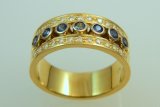 Gold Band with Sapphires & Diamonds