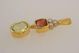 Gold Pendant with Aquamarine & Pink Tourmaline