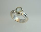 Green Aquamarine Ring in Silver