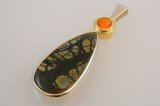 Jasper & Fire Opal Pendant in Silver