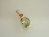 Prasiolite Pendant with orange Sapphire
