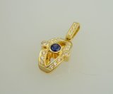 Sapphire - Diamond Pendant in 18k Royal gold