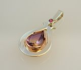 Silver Pendant - Ametrine & Garnet