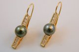 Tahitian Pearl Earrings with Diamonds