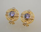 Tanzanite Earrings with Diamonds