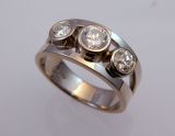 Three Diamond Ring in 18k Palladium White Gold
