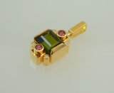 Tourmaline Pendant with Garnets & Diamonds