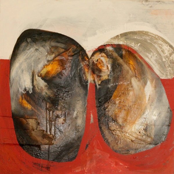 'Condita' Bitumen, Oil, Acrylic on Board 100x100cm