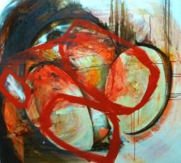 'Haining Coral' Bitumen, Oil, Acrylic on Board, 1.1x1.2m