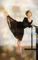 Ballerine en arabesque a la barre