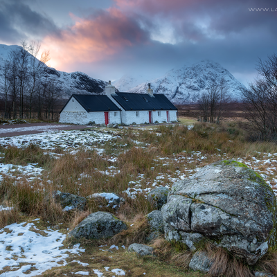 Black Rock Cottage at sunset, Rannoch Moor
