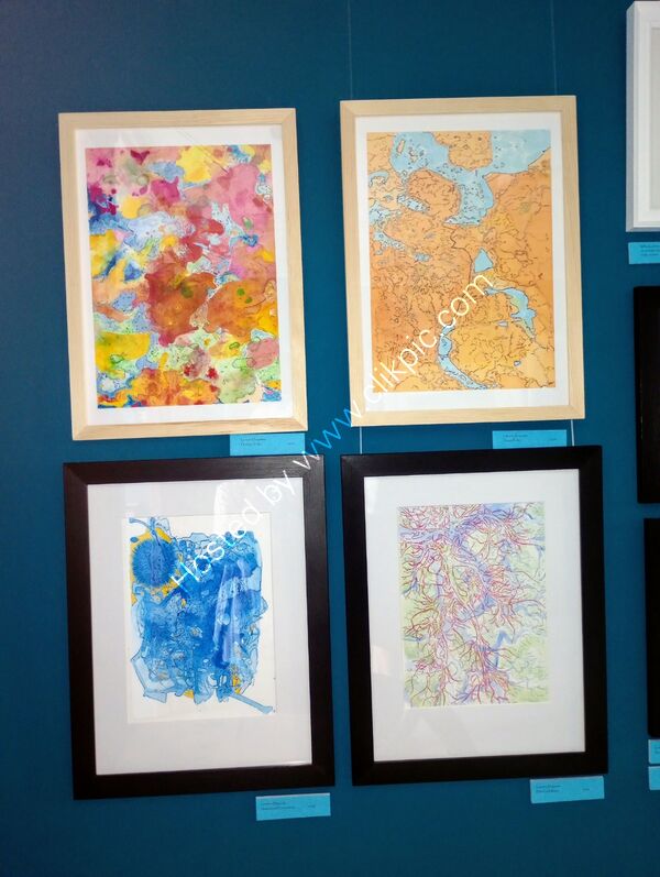 Map work pieces currently at HunterSaville gallery, Isle of Cumbrae. Part of the Three Islands exhibition
