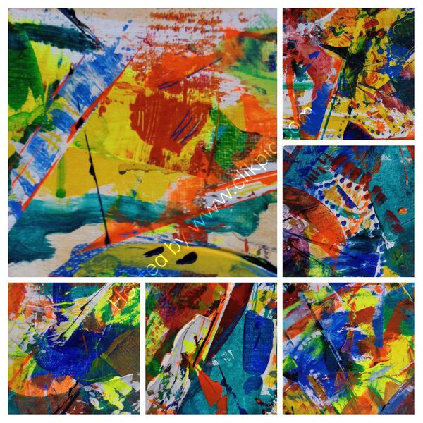 Details from 'In a Whirl' large canvas shown at Studio Trail