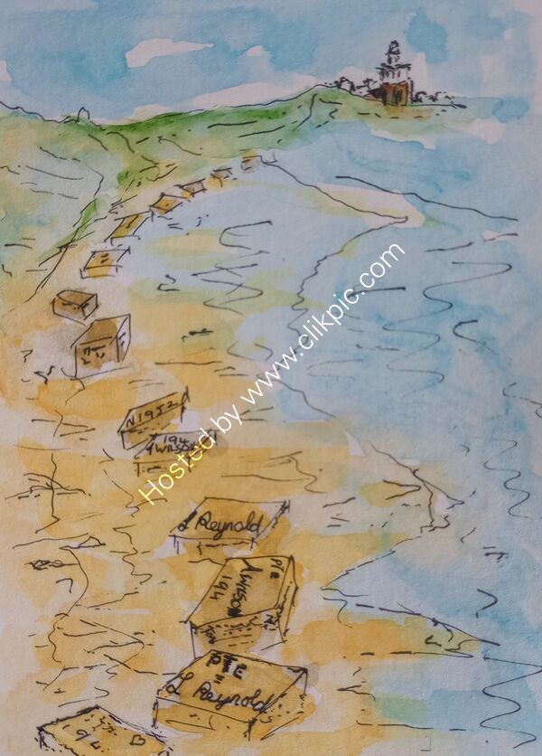 What Goes Around Comes Around 2 . WW2 tank traps exposed by storm. Names of Privates Reynold and Wilson inscribed