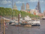 Embankment Moorings from London Bridge  22” x 29”