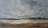 Marshland, darkening sky, gleaming water (framed)