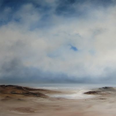 clouds building, low tide