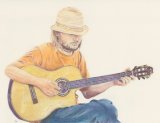 The Busker - a portrait in colour pencil