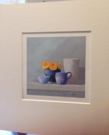 Nasturtiums and Blue, Mounted