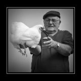 Alwyn Jones - The show manager, and at 78 years of age shows no sign of slowing down. Here he shows off his beautiful White Wyandotte chicken.