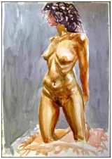 'Alexia kneeling' - watercolour