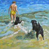 Swimming with my labradors
