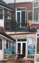 Italian Themed Exterior Mural (before and after)