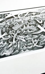 Flurry At Sea - Pen line print