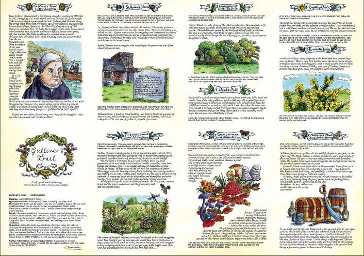 Gullivers Trail Map to illustrate a walk North of Bournemouth.- Reverse