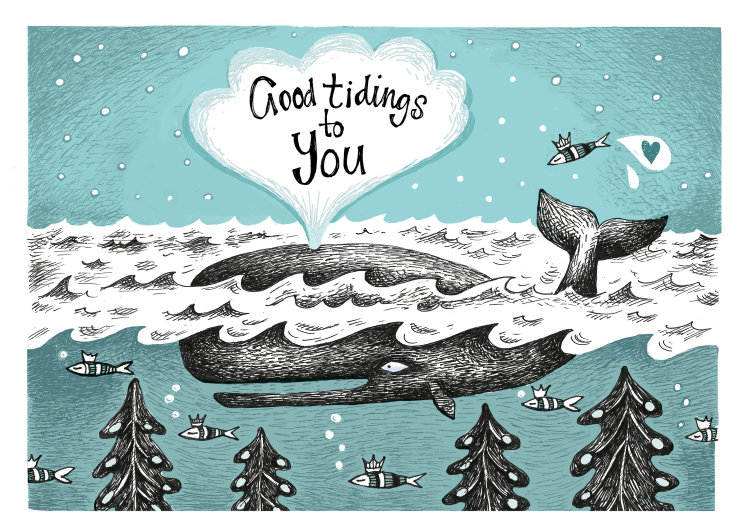 A6 illustrated 'Good Tidings' Card on 300gms card.