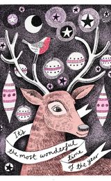 Reindeer and Baubles Christmas Card