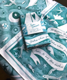 Two pack of Illustrated 'Sea Dreams' tea towels.