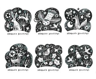 Six Winter Friends 4x4 inch Christmas Cards