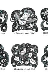 Six Winter Friends 4x4 inch Christmas Cards