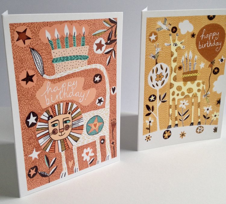 Birthday Cards from Animals and Stars range - Lion and Giraffe