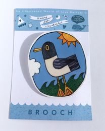 Illustrated Seagull Brooch
