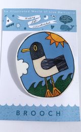 Illustrated Seagull Brooch