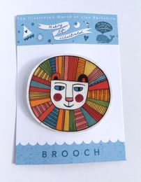 Illustrated Lion Head Brooch