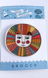 Illustrated Lion Head Brooch