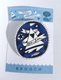 Illustrated 'I Love the Sea' Brooch