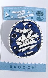 Illustrated 'I Love the Sea' Brooch