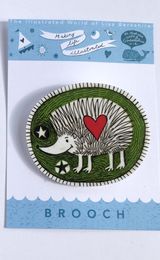 Illustrated Green Hedgehog Brooch