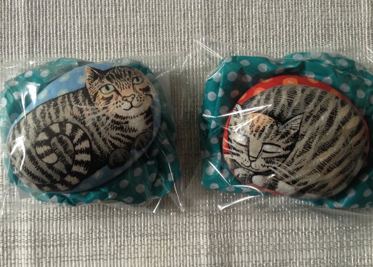 Two hand illustrated Cat portrait stones.