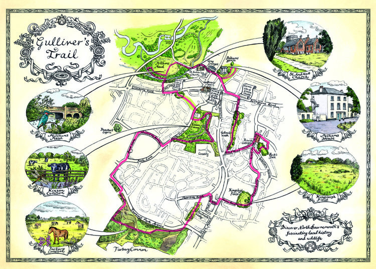 Gullivers Trail Map to illustrate a walk North of Bournemouth.
