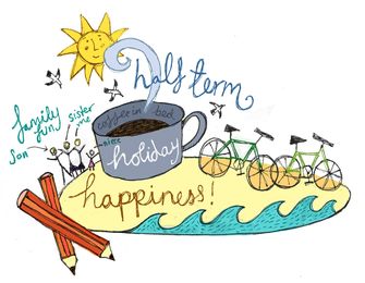 Cartoon Illustration - Half Term Holiday Happiness