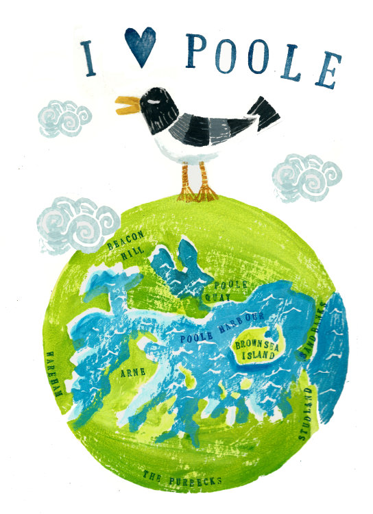 'I Love Poole' Hand-printed Artwork