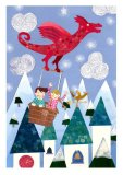 Fairytale Dragon Collaged Illustration.