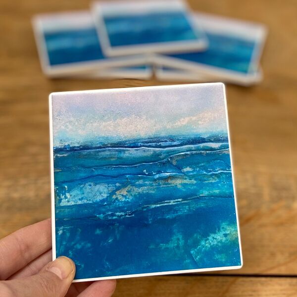 Blue Tides Ceramic Coaster