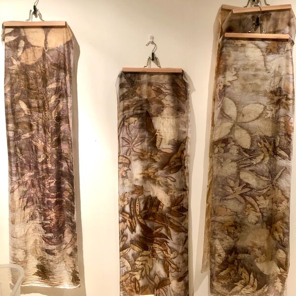Eco- prints on silk scarves