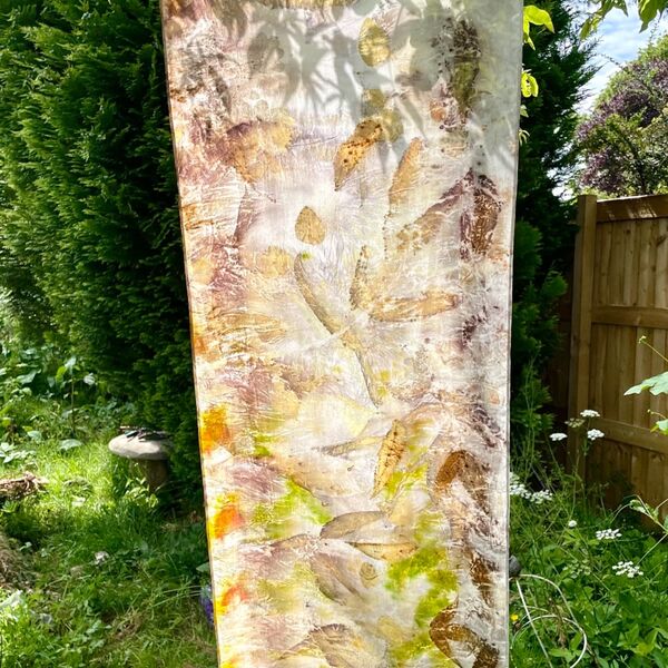 Summer eco-print silk scarf